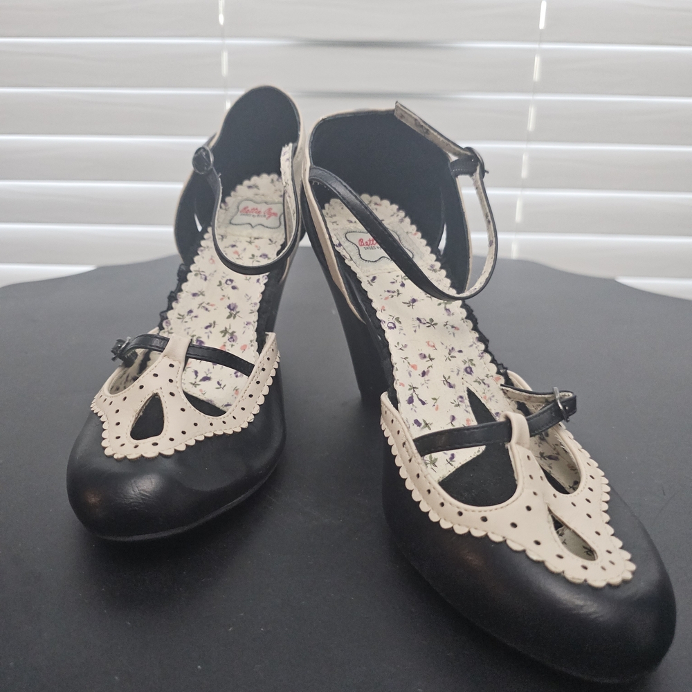 Bettie Page Black and Cream Heels